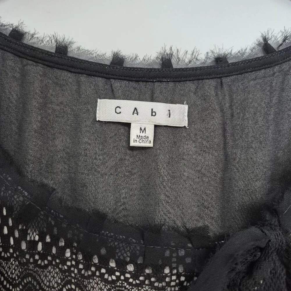 Cabi Womens Black Lace Sleeveless Top W/ Bow Detail Size M - Picture 3 of 7